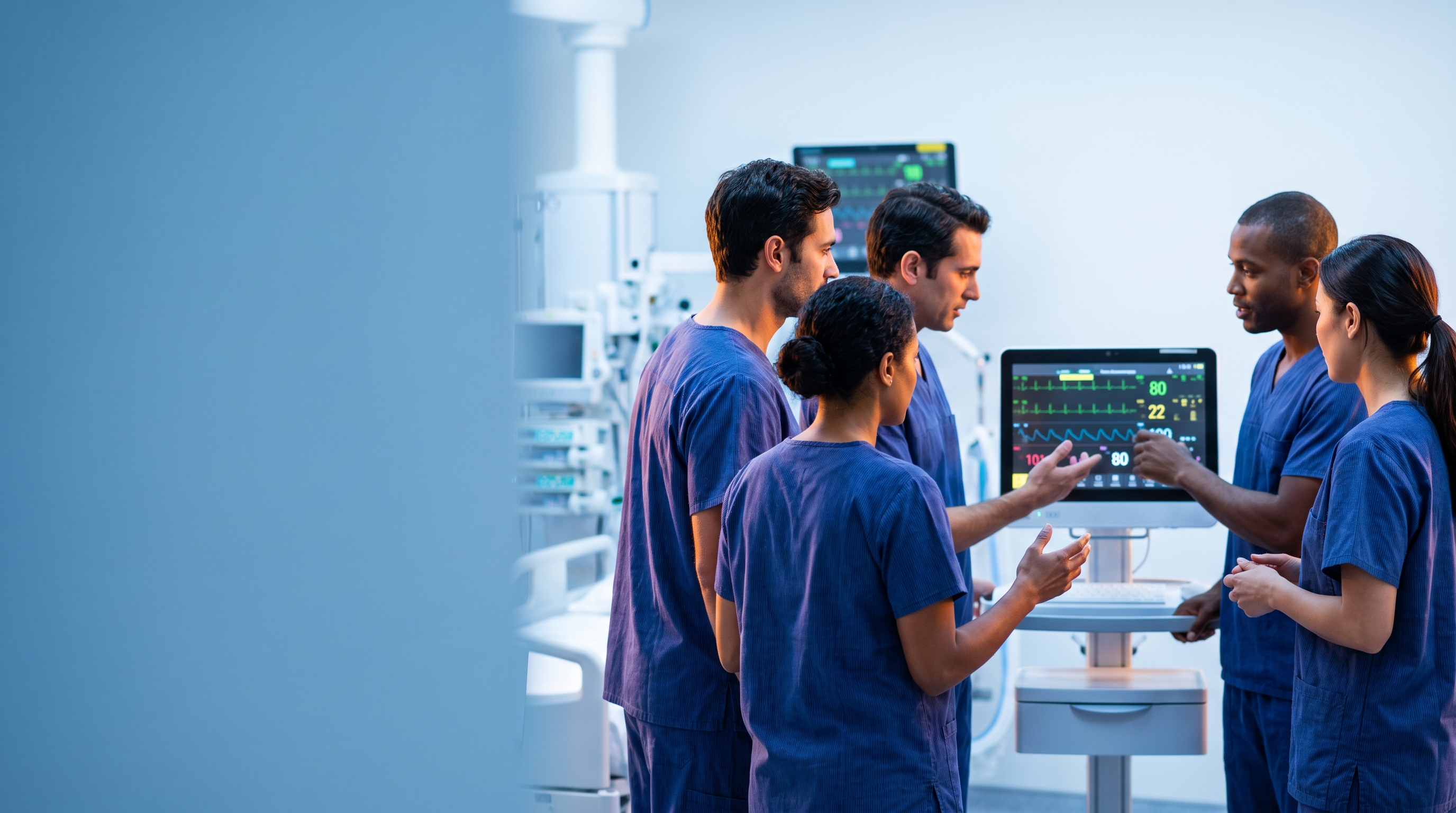 Intensive care professionals collaborating