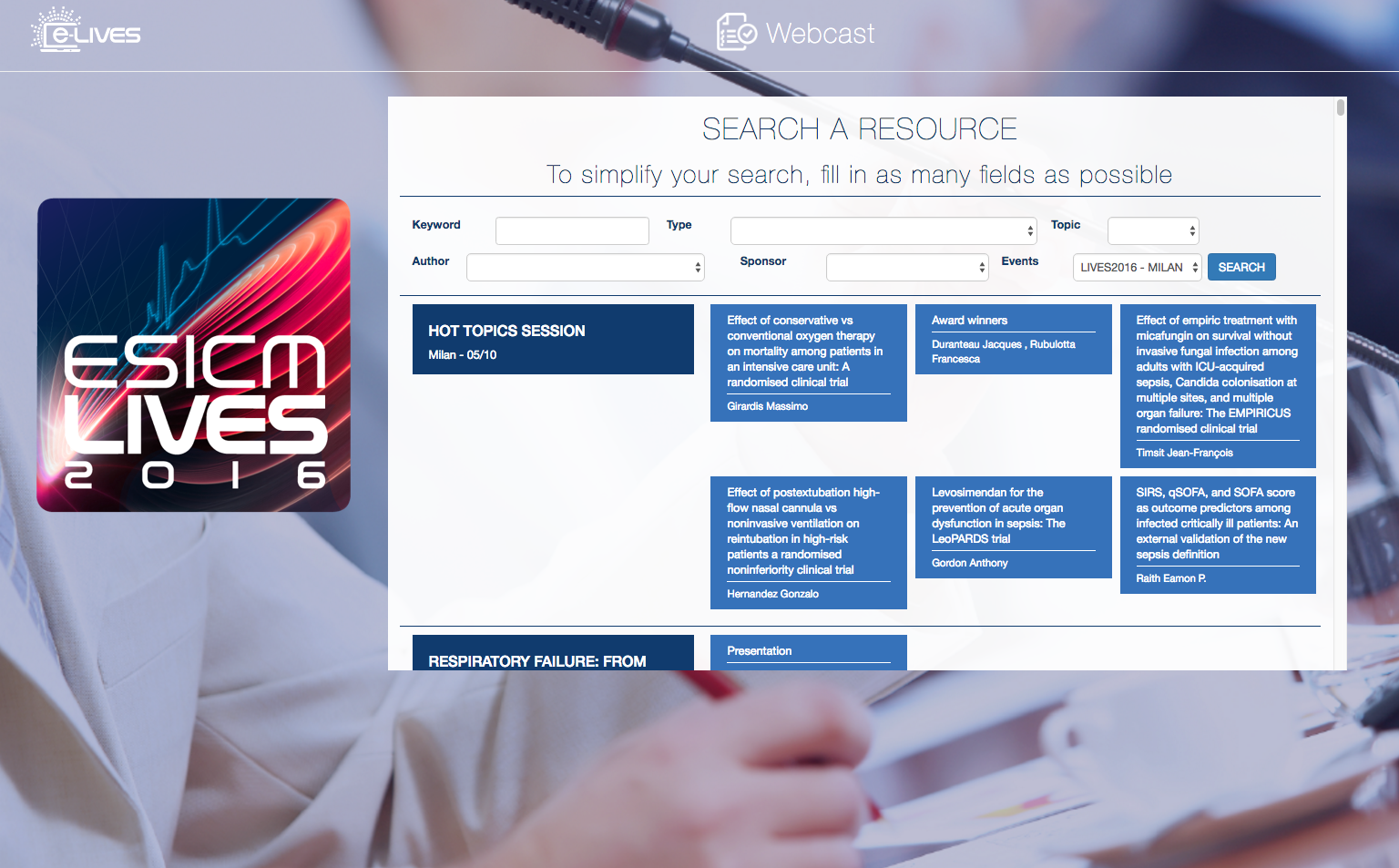 WEBCASTS NOW ONLINE… ACCESS THE BEST OF LIVES 2016