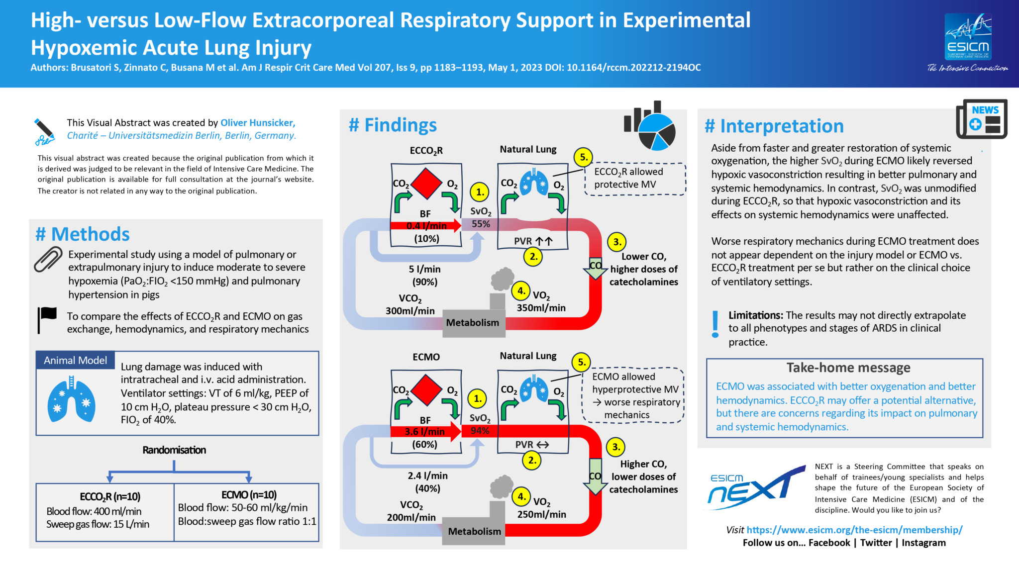 Visual Abstract high vs lowflow ECCO2R in experimental lung injury